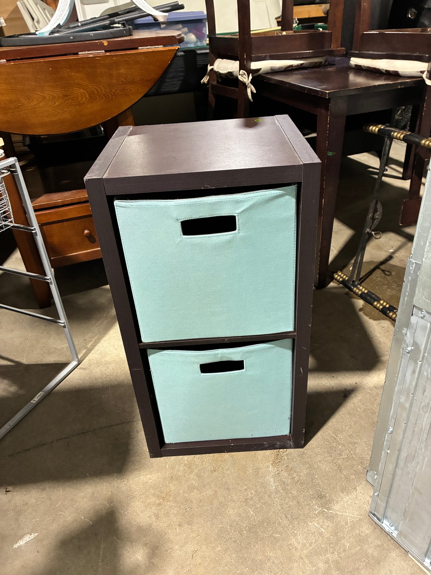 Dark Brown Storage Cube Organizer with Fabric Bins