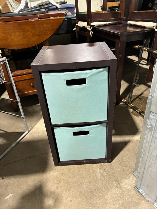 Dark Brown Storage Cube Organizer with Fabric Bins