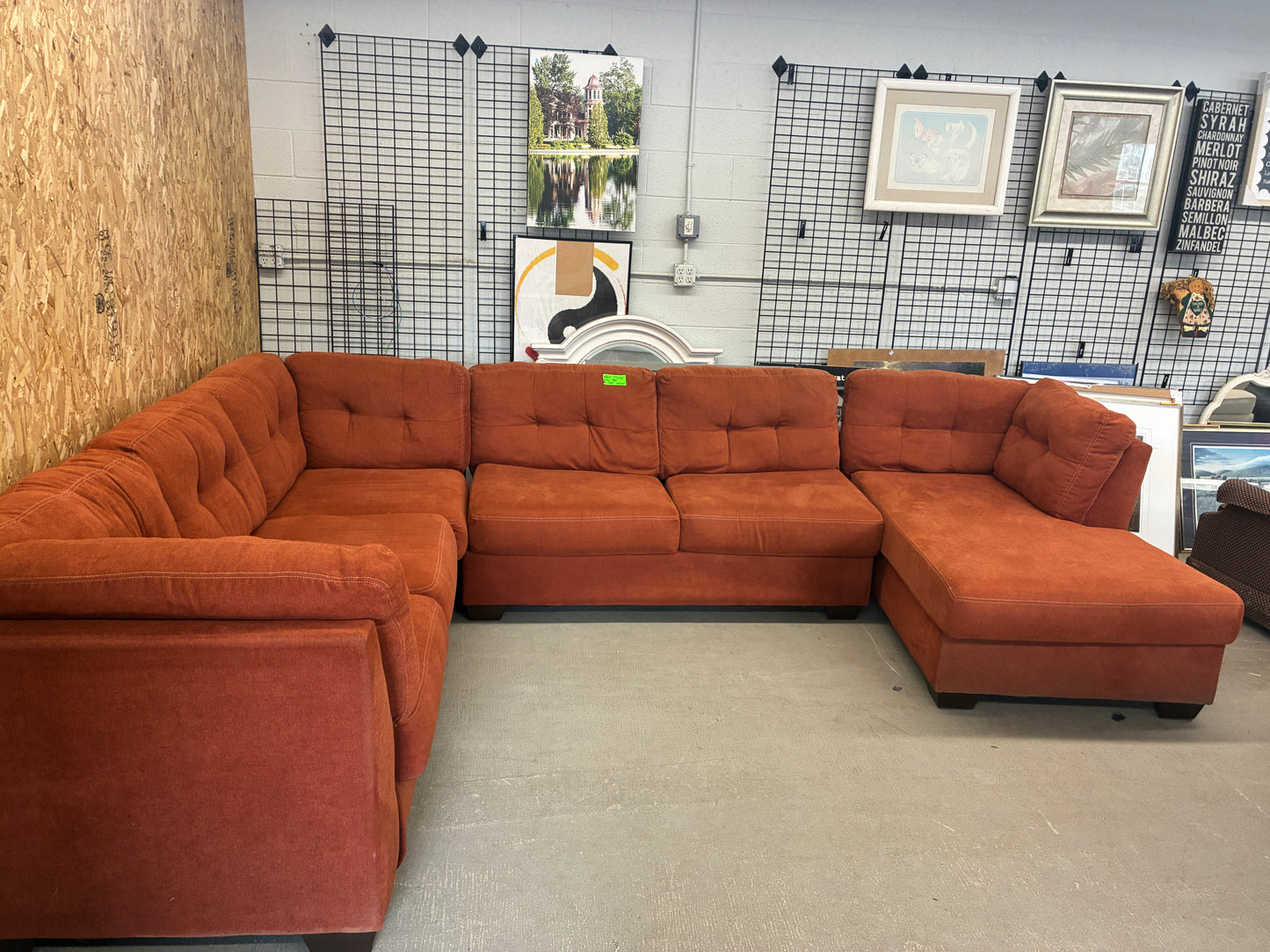 Rust Orange Sectional Sofa with Chaise