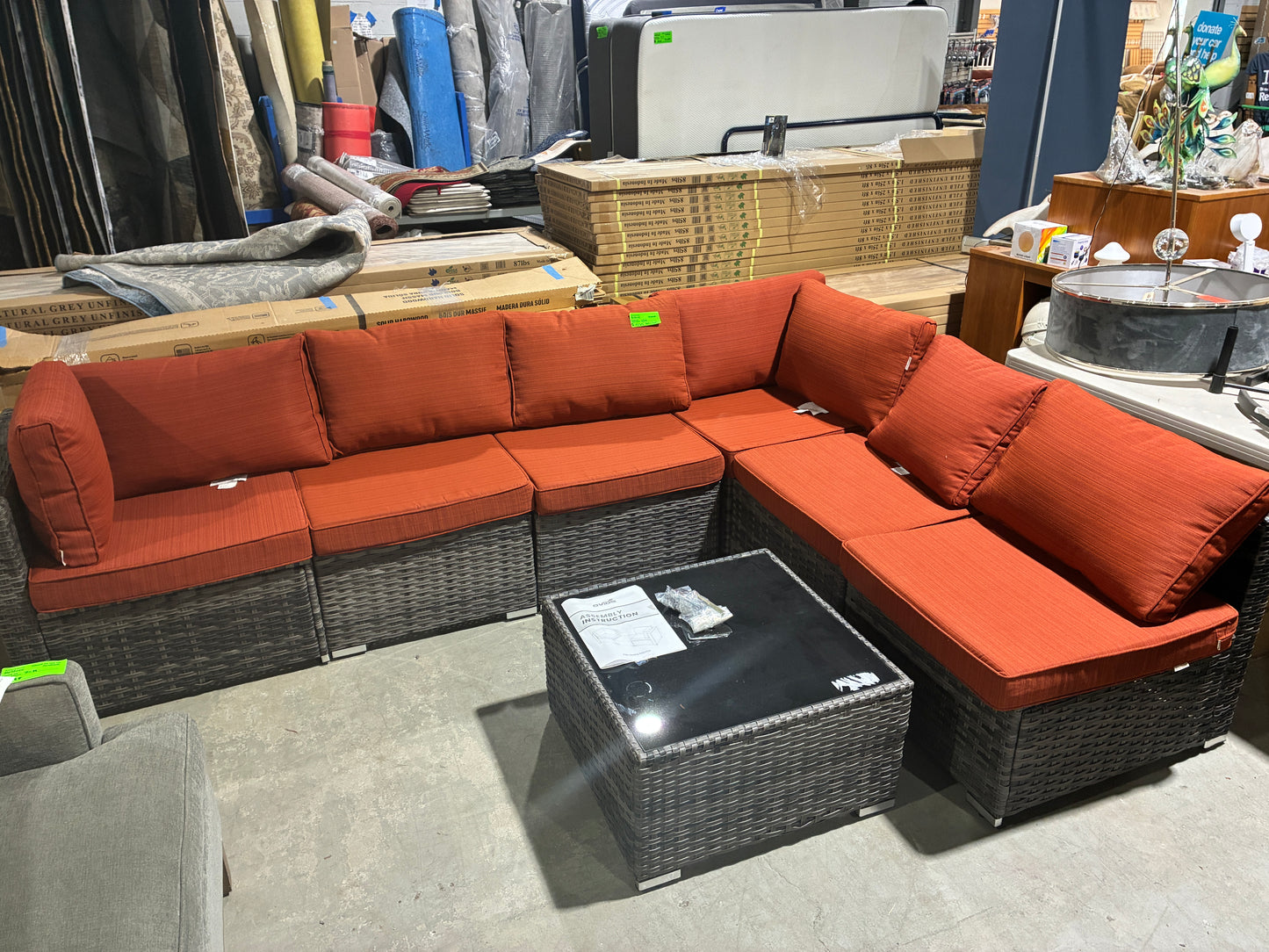OVIOS Outdoor Wicker Sectional Patio Set with Coffee Table