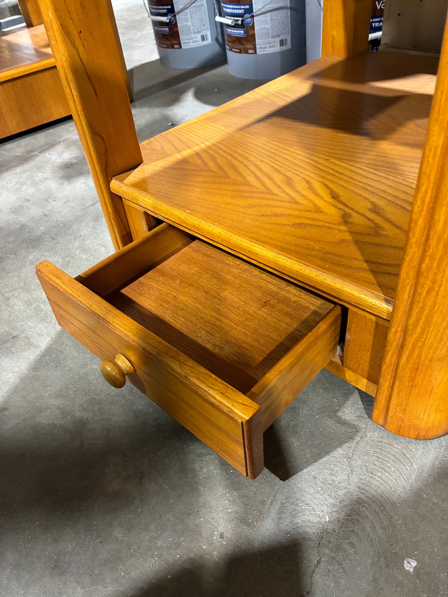 Oak End Table with Storage Drawer #2