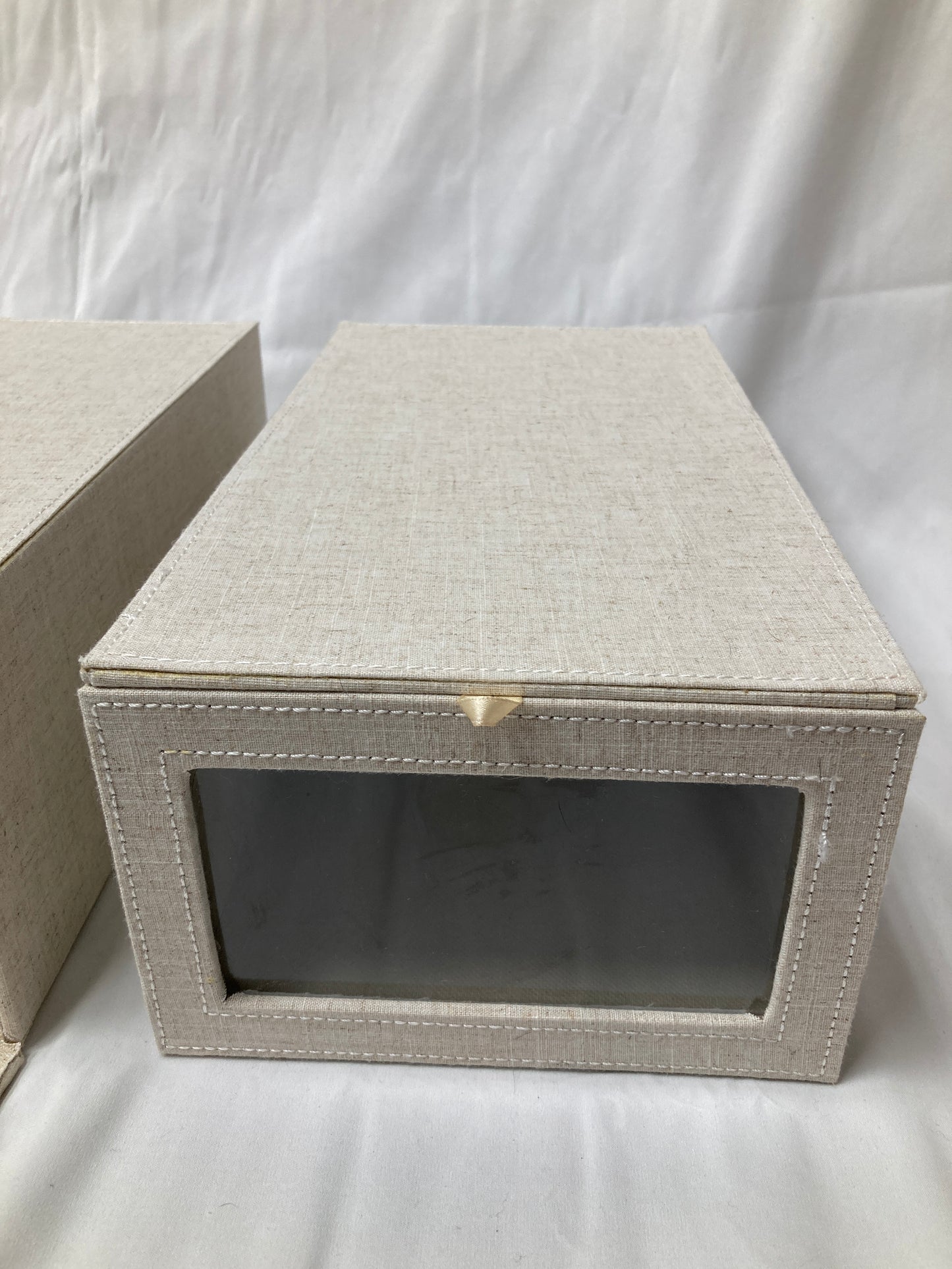 Set of Three Fabric Storage Boxes with Clear Front Panels