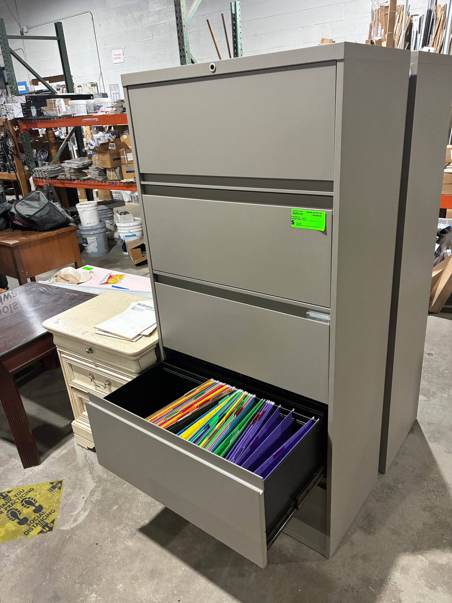 Tall Gray 5-Drawer Lateral Filing Cabinet