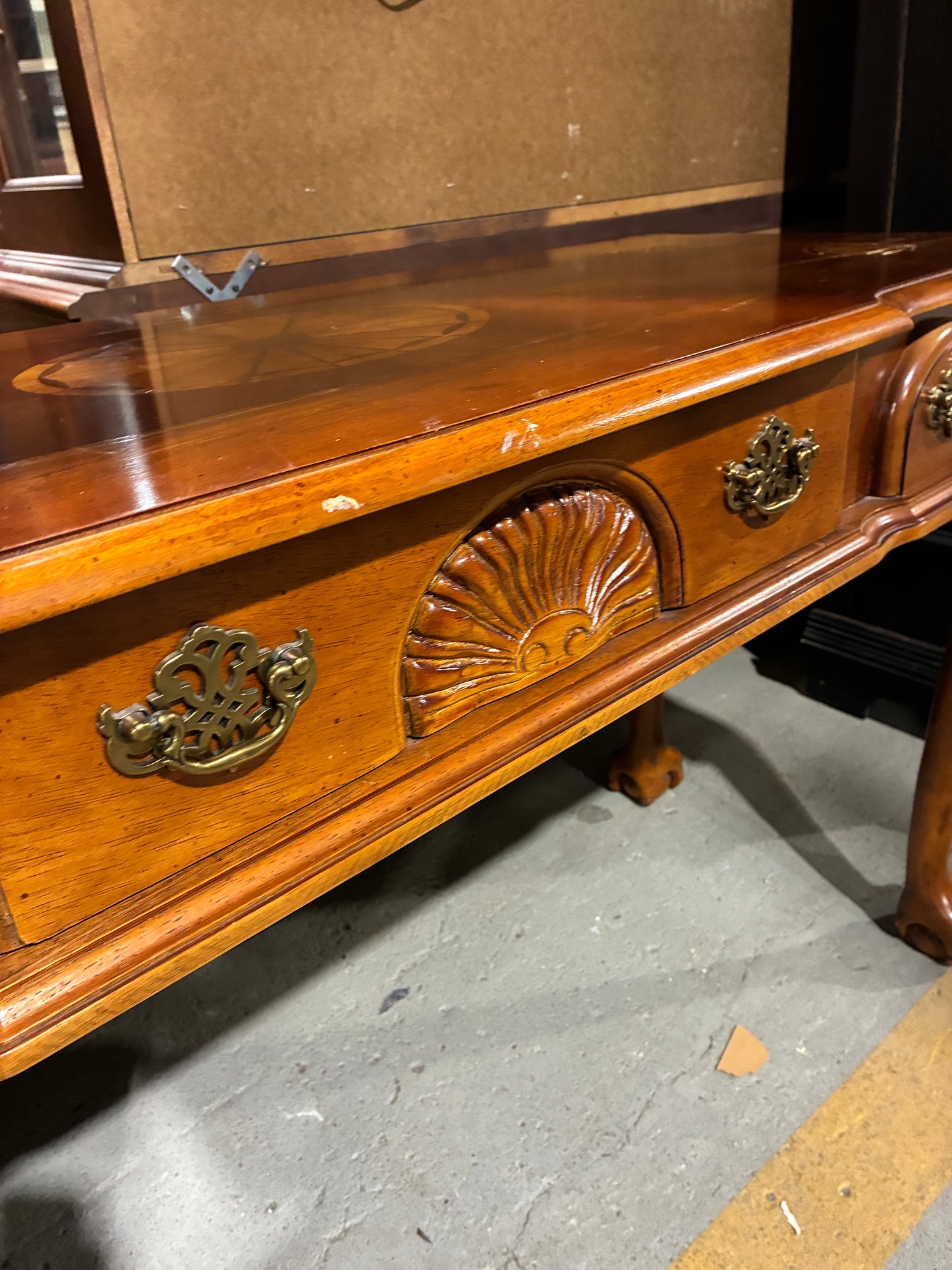Traditional Cherry Wood Sofa Table with Single Drawer