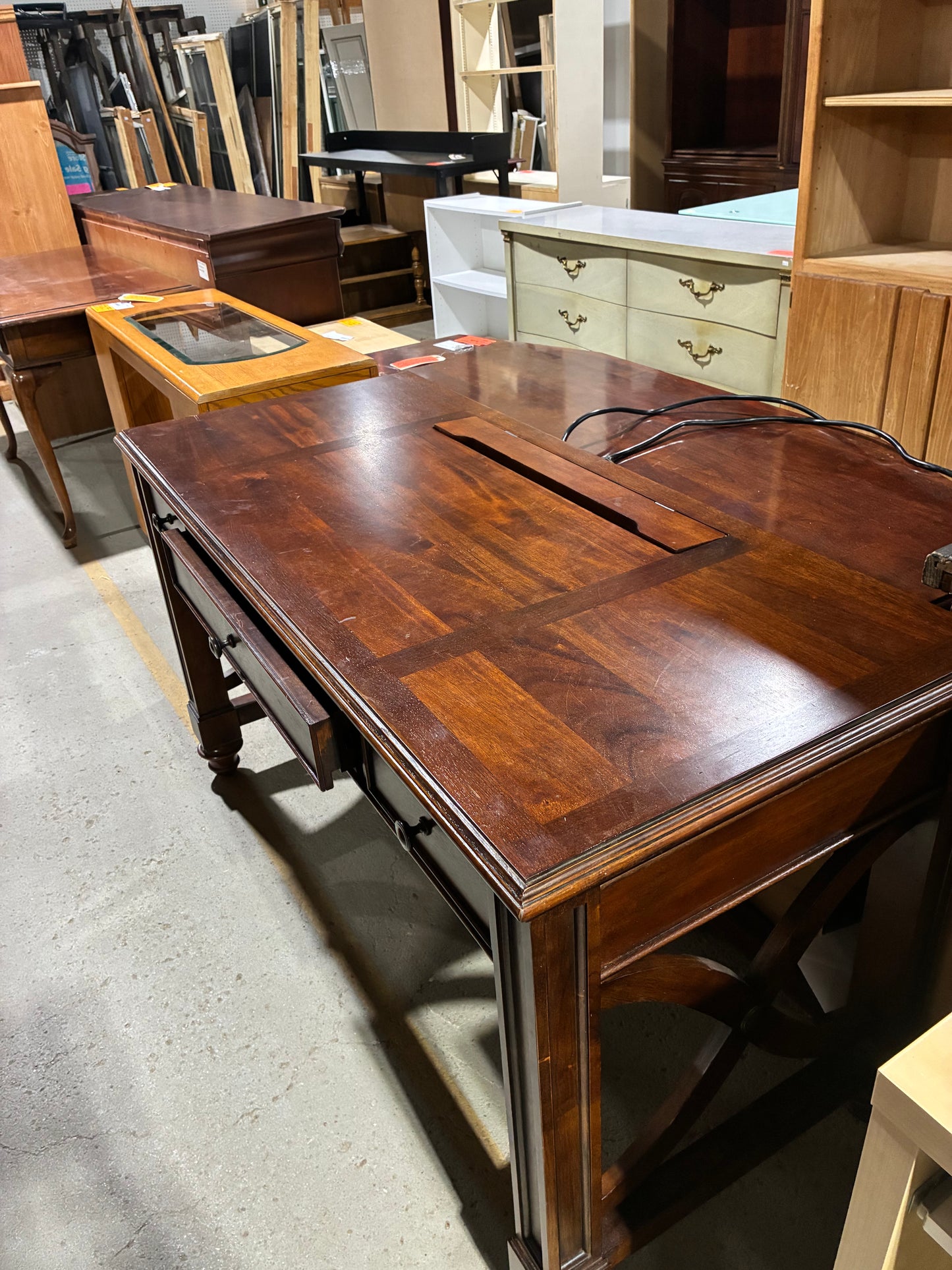 Traditional Executive Desk with Built-In Power Center