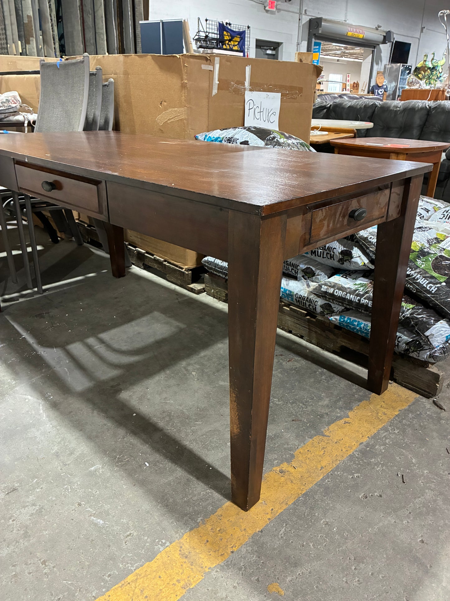 Wood Table with Three Drawers