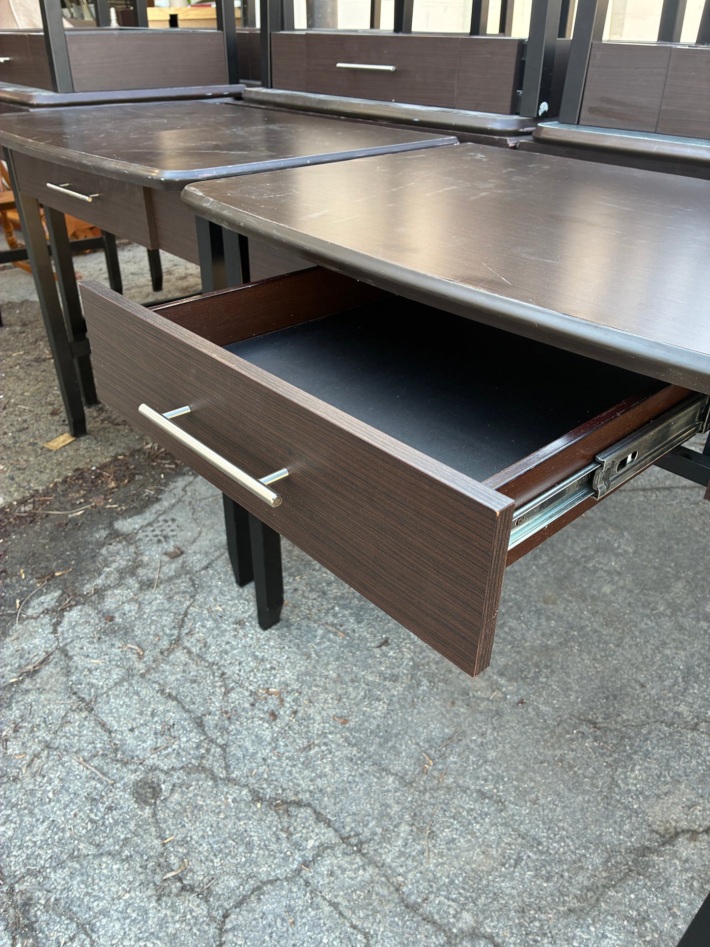 Dark Wood Student Desk with Drawer