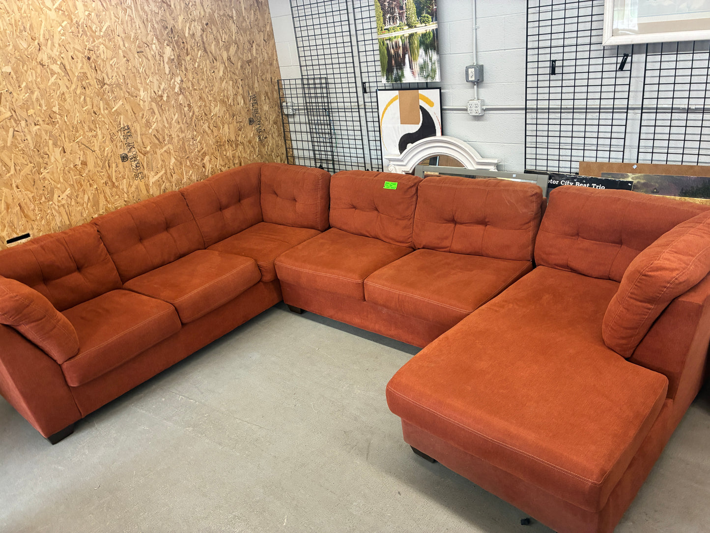Rust Orange Sectional Sofa with Chaise