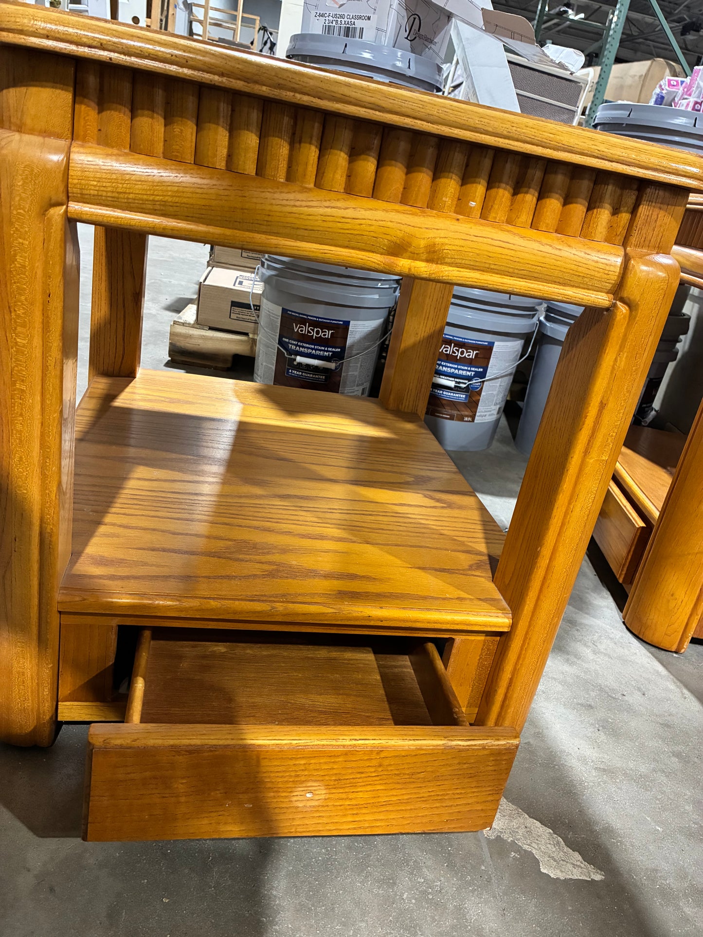 Oak End Table with Storage Drawer #1