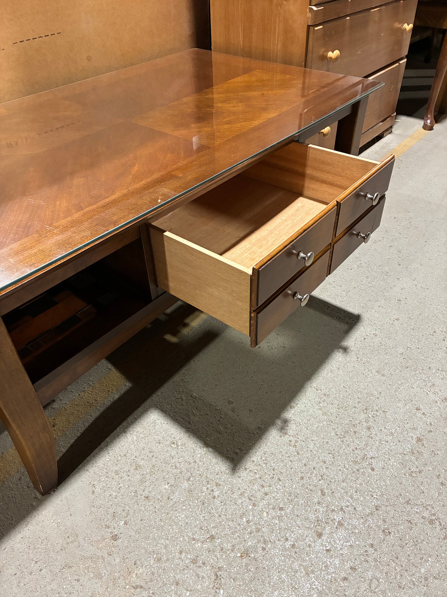 Glass Top Coffee Table with Storage Drawers