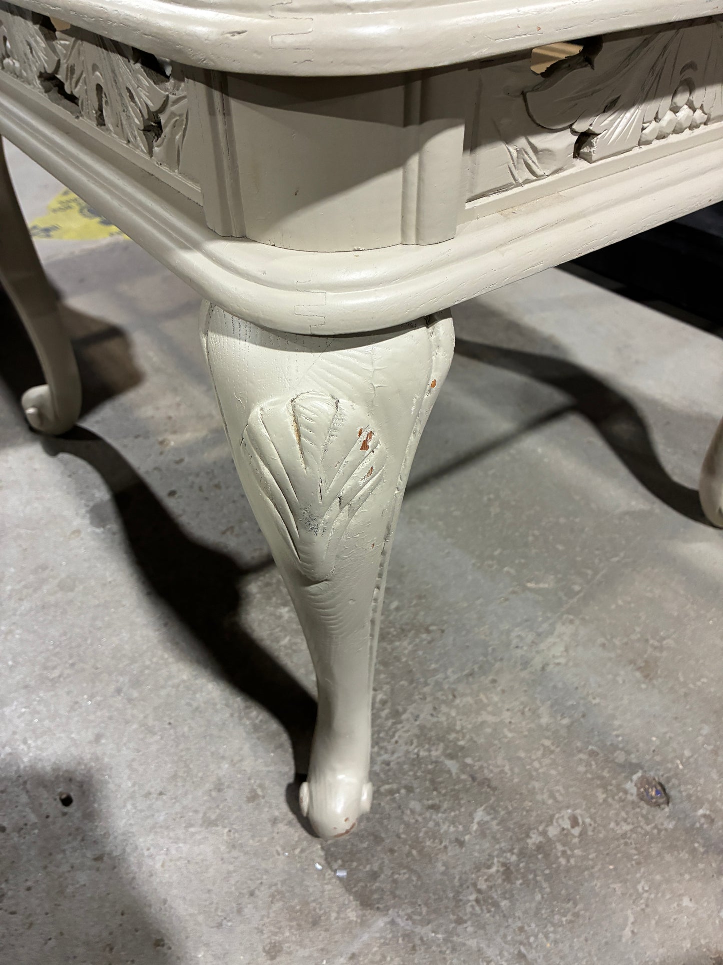 Vintage Cream Glass-Top Coffee Table