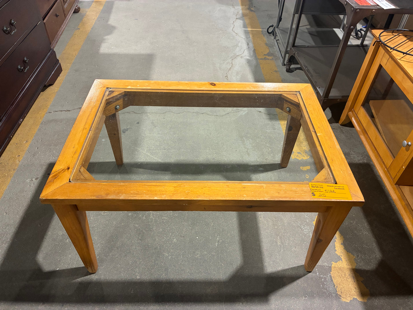 Rustic Glass-Top Coffee Table