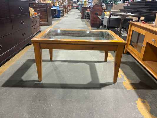 Rustic Glass-Top Coffee Table