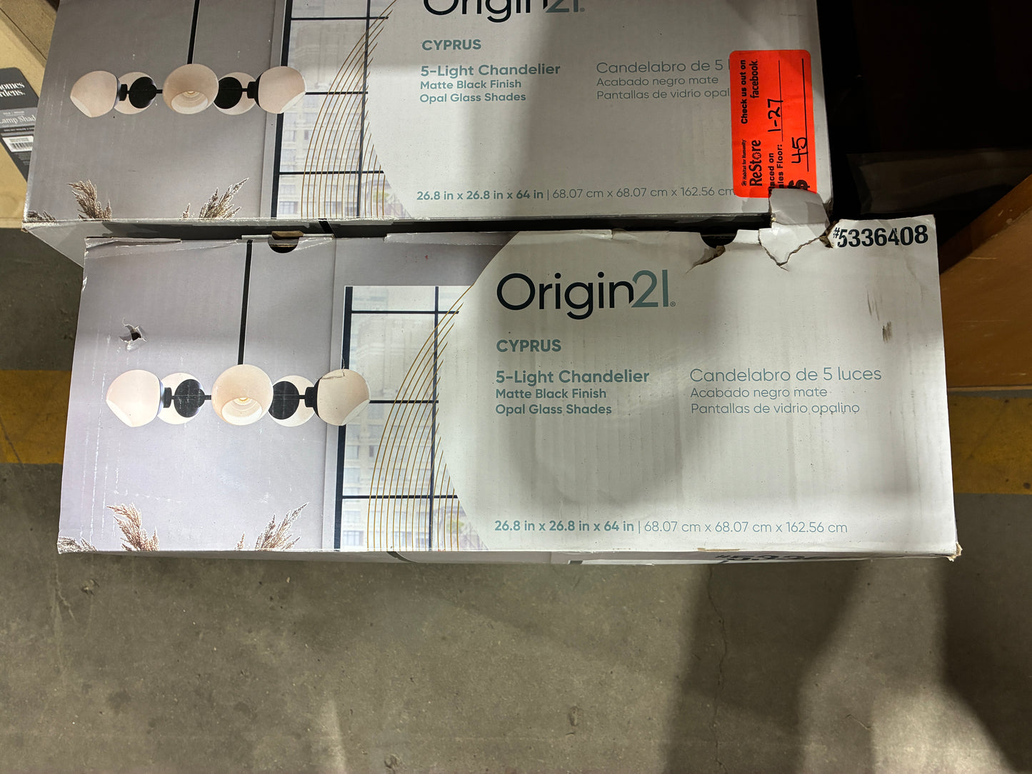 Origin21 Cyprus 5-Light Chandelier – Matte Black with Opal Glass Shades