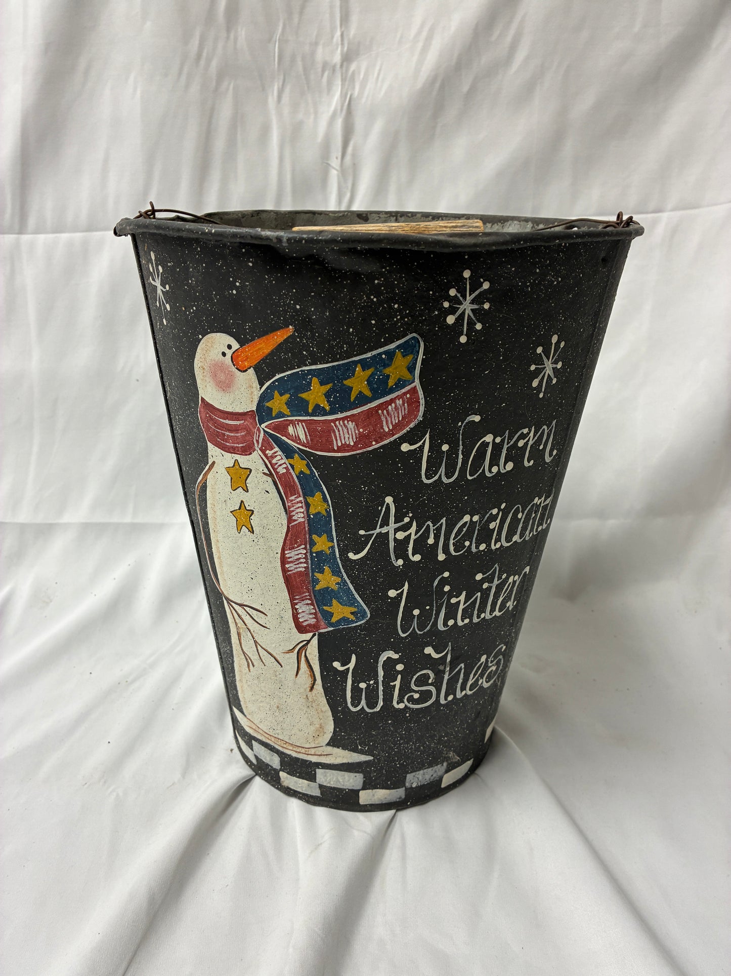 "Warm American Winter Wishes" Decorative Metal Bucket