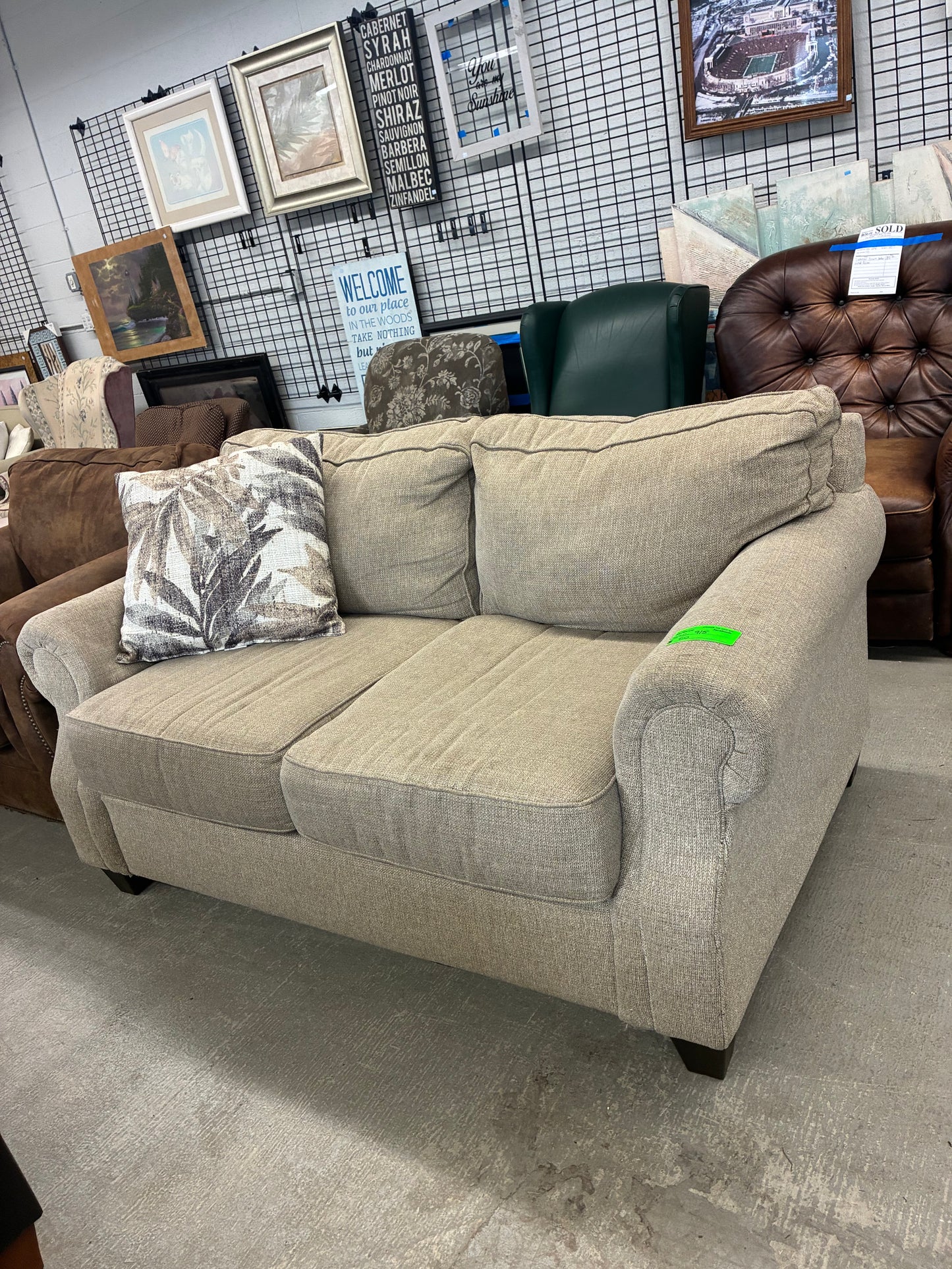 Neutral Beige Upholstered Loveseat