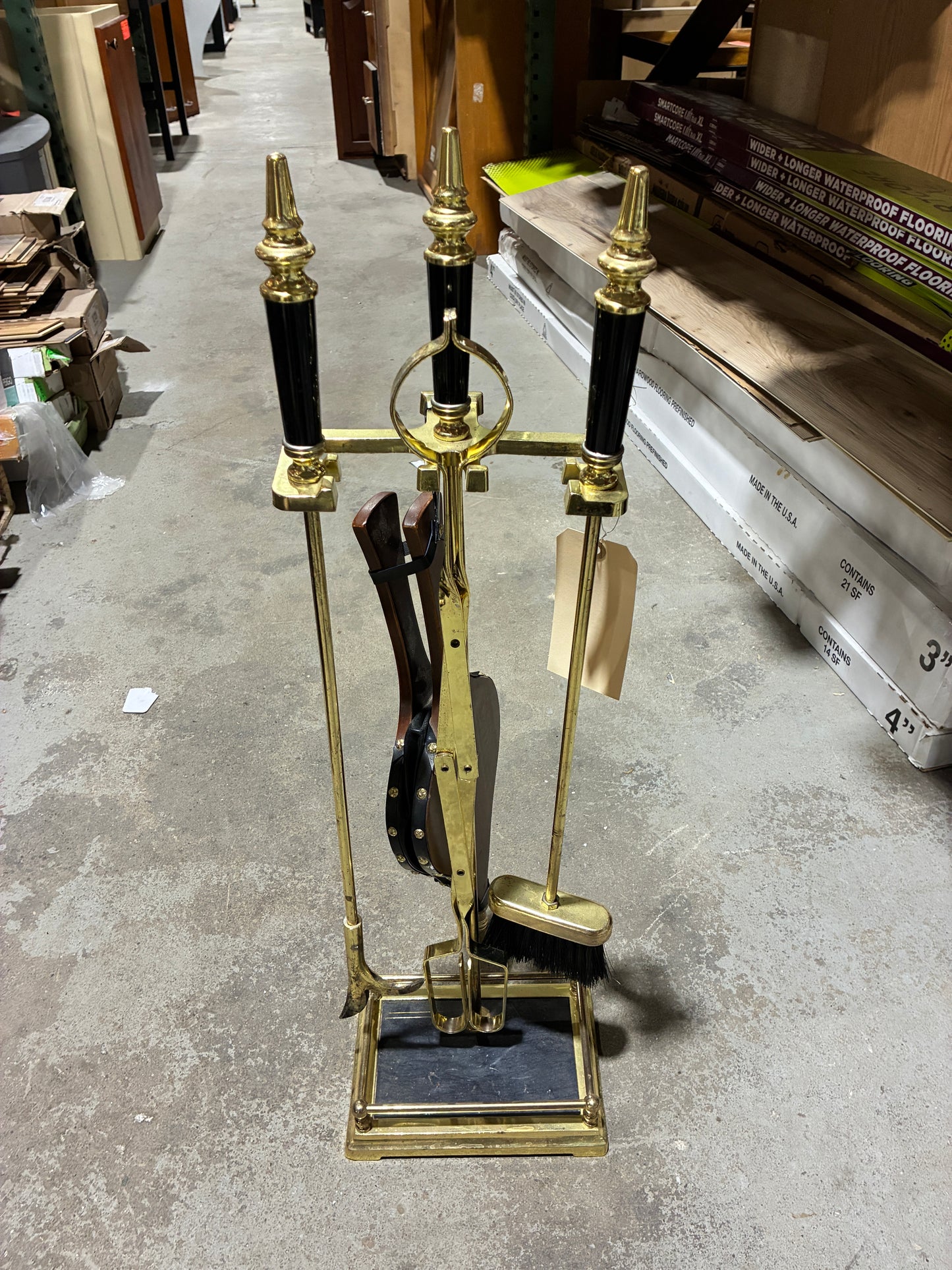 Brass Fireplace Tool Set with Stand