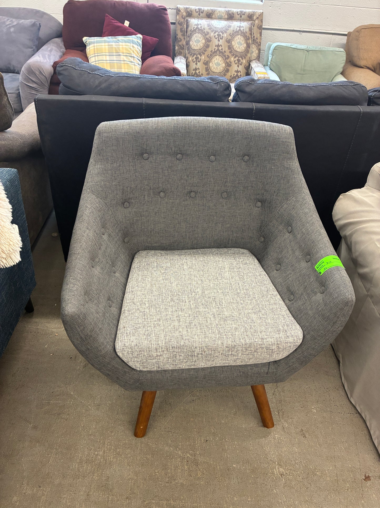 Modern Gray Tufted Accent Chair