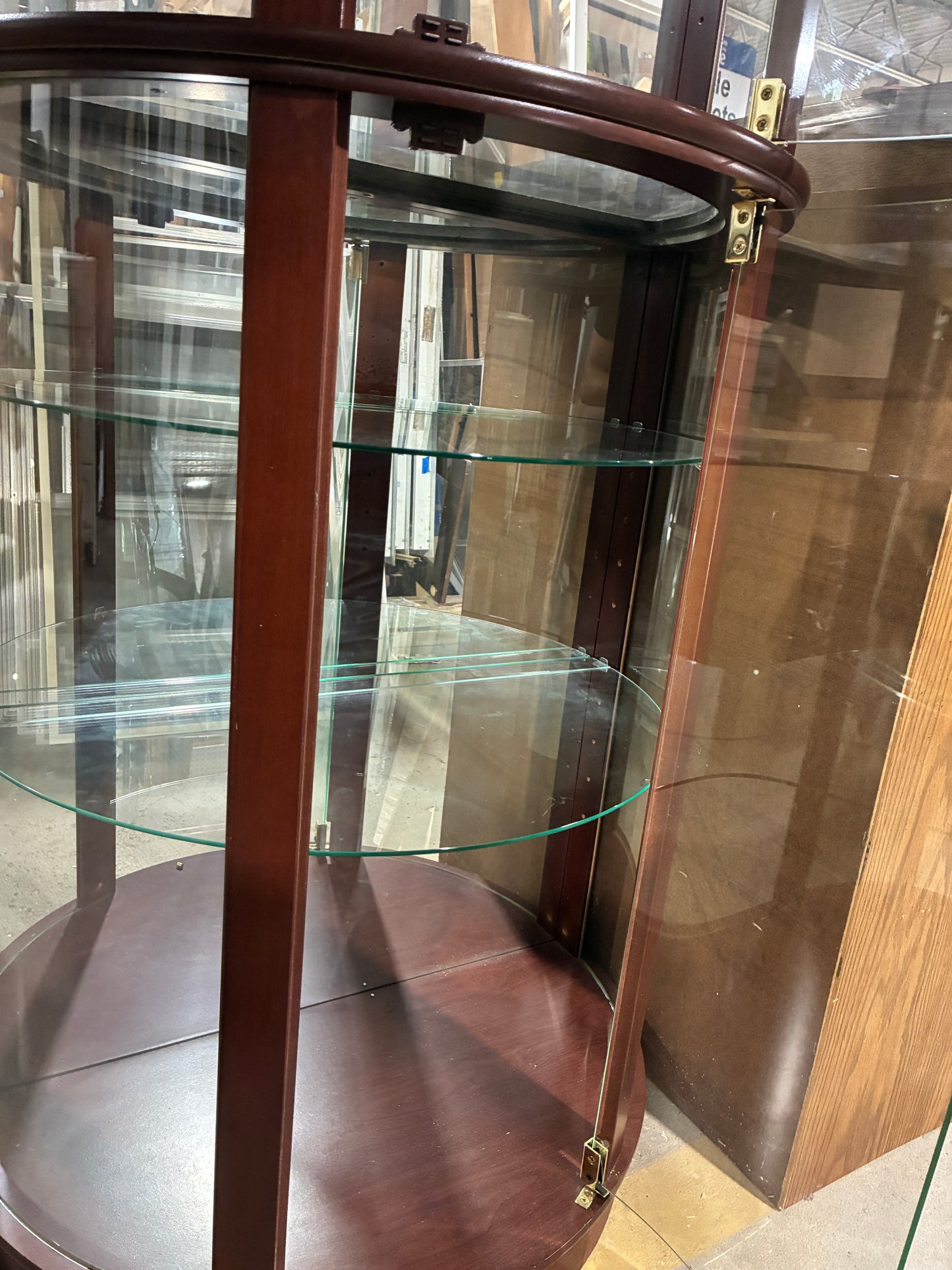 Lighted Curved Glass Curio Display Cabinet