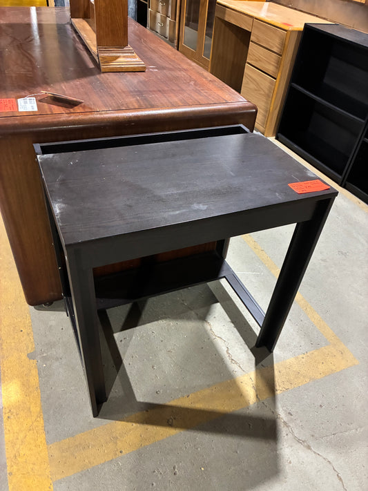 Dark Wood Side Table with Sliding Top Storage