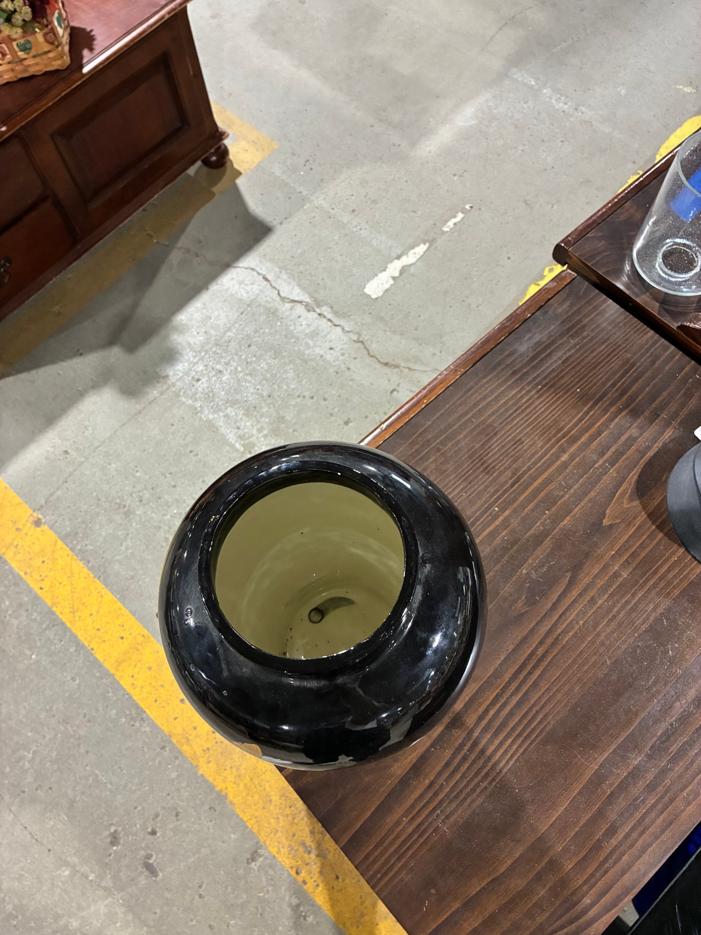 Black Decorative Ginger Jar with Floral Motif