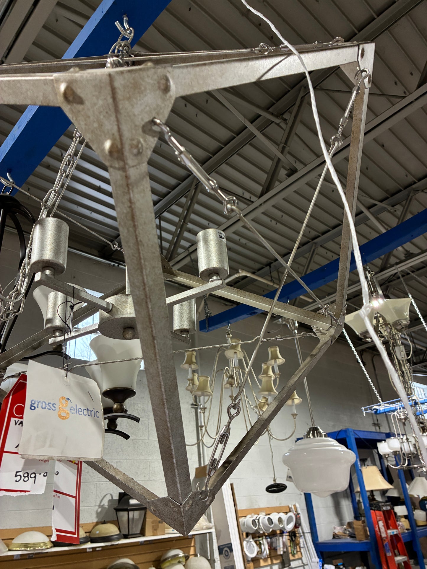 Large Geometric Metal Pendant Chandelier