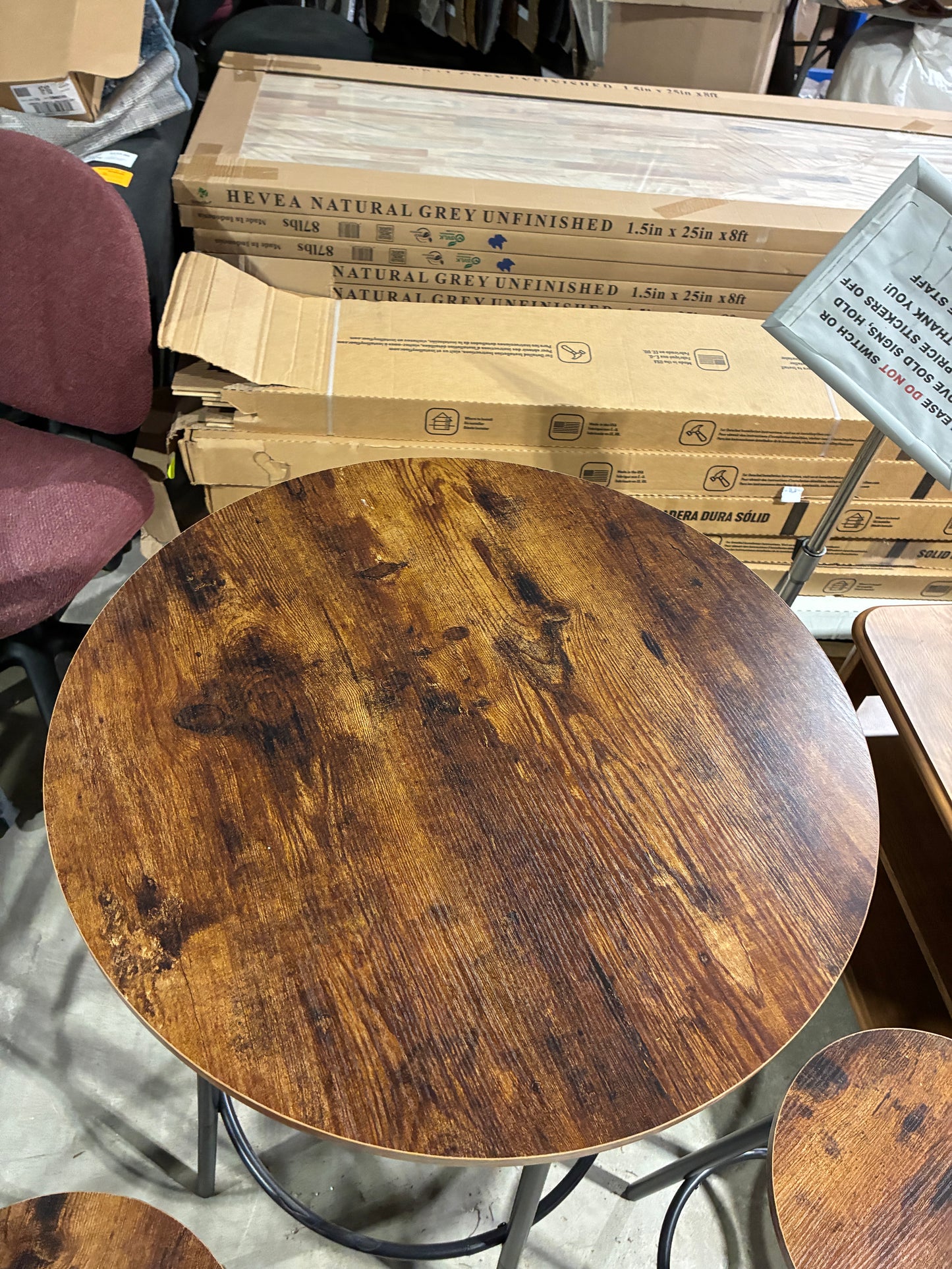 Rustic Pub Table Set with 2 Stools