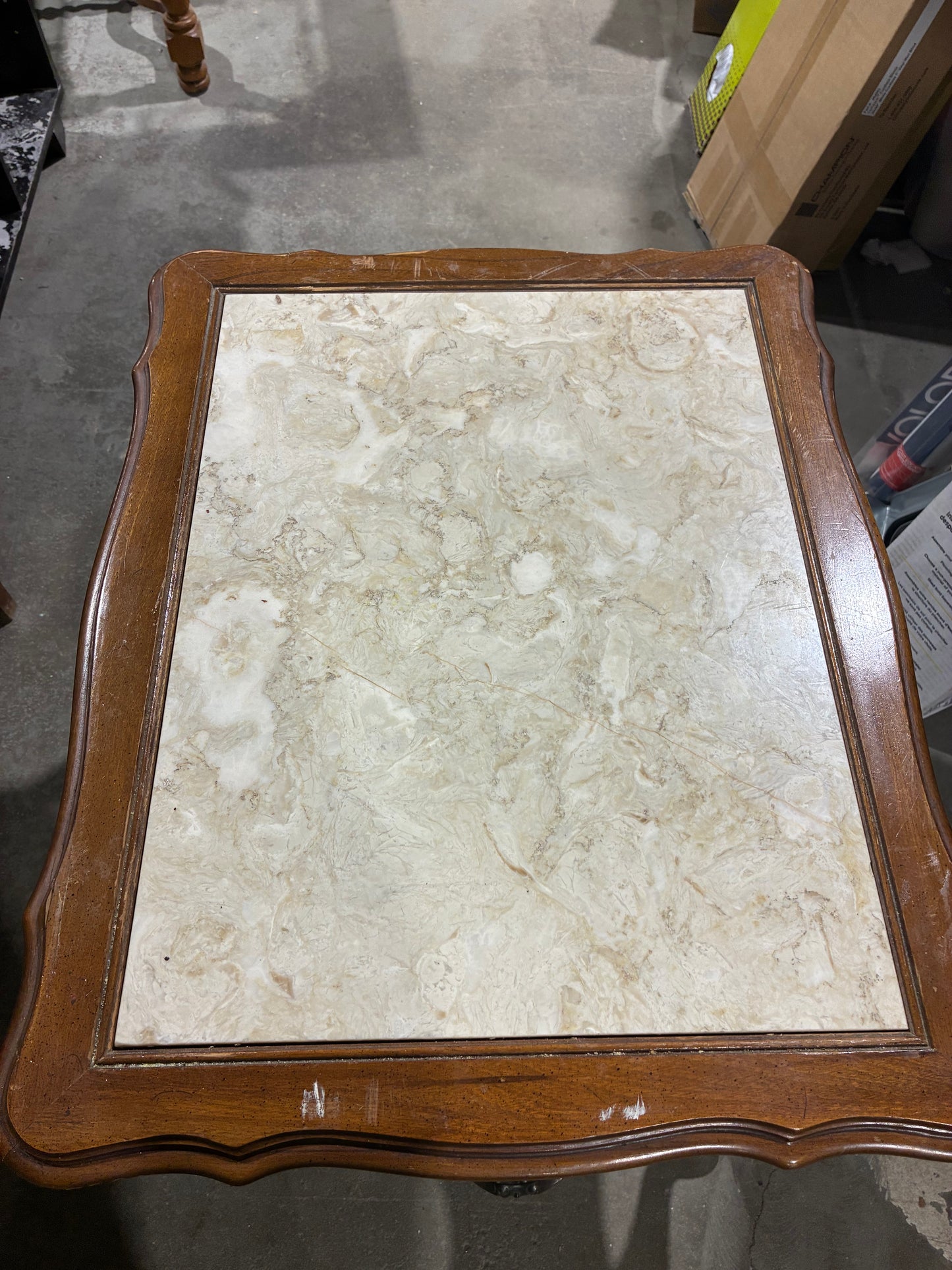Traditional End Table with Faux Marble Top