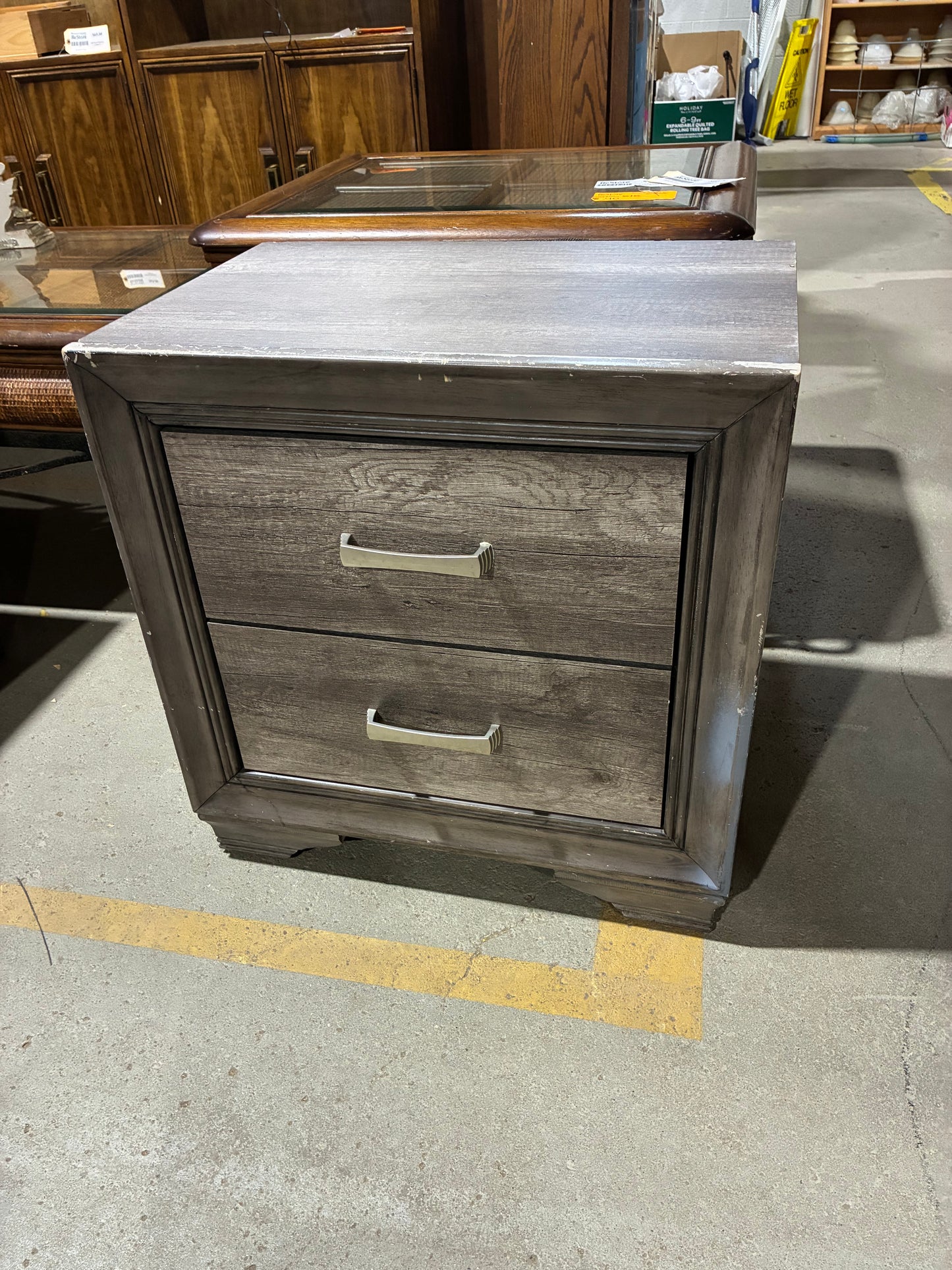 Modern Gray Two-Drawer Nightstand #2