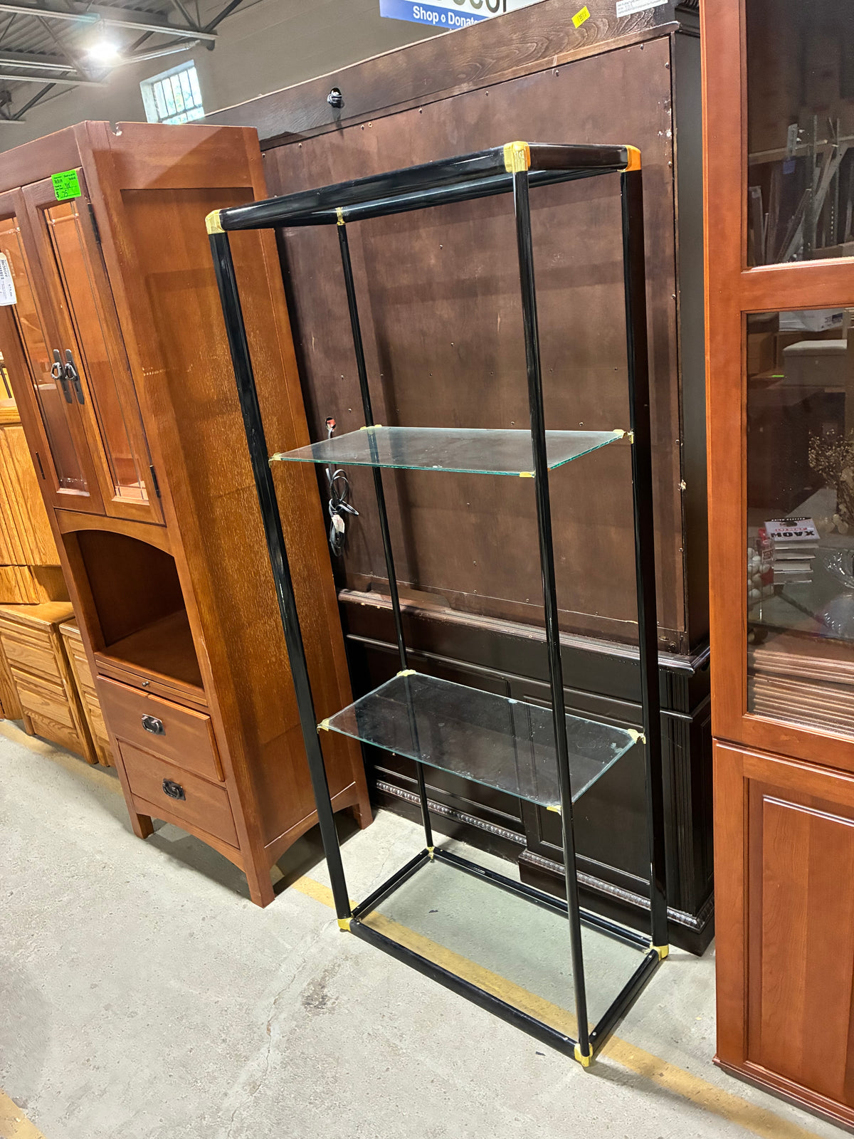 Black and Gold Glass Display Shelf
