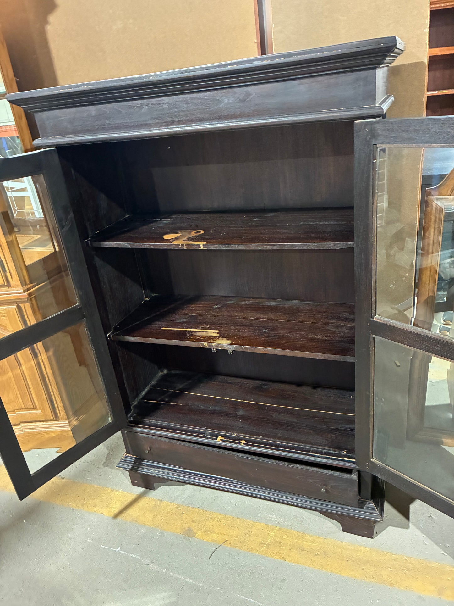 Dark Espresso Display Cabinet with Glass Doors