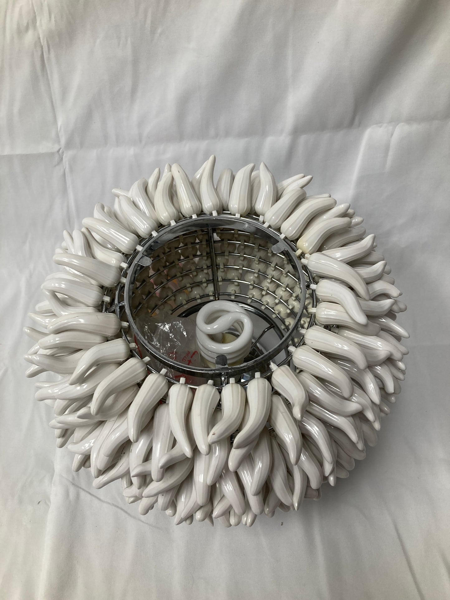 White Ceramic "Sea Urchin" Light Fixture