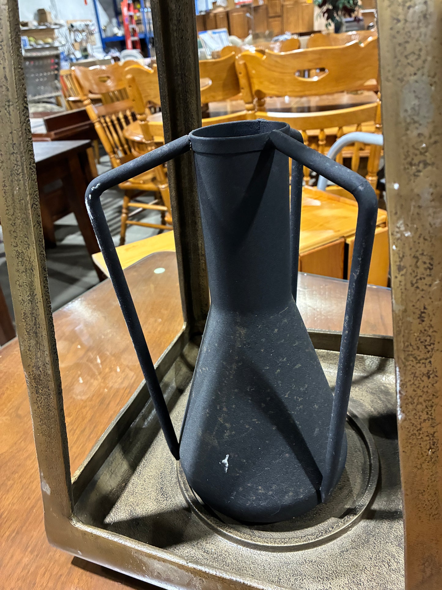Arhaus Arc Brass Lantern with Decorative Vase