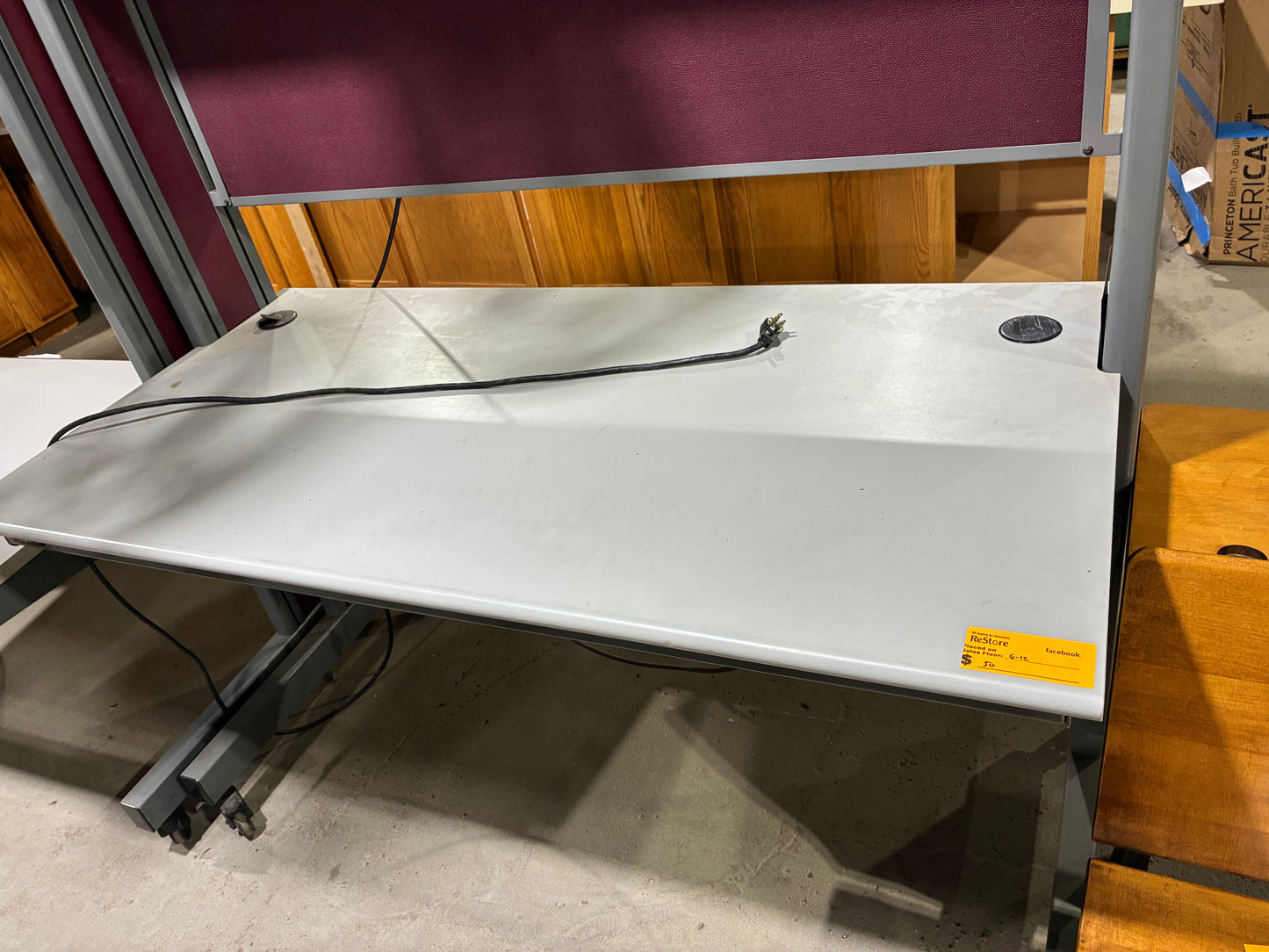 Commercial Workstation Desk with Privacy Panel & Overhead Light