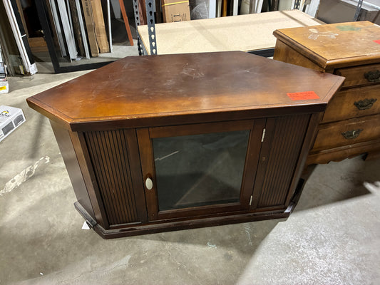 Corner TV Stand with Glass Door Cabinet