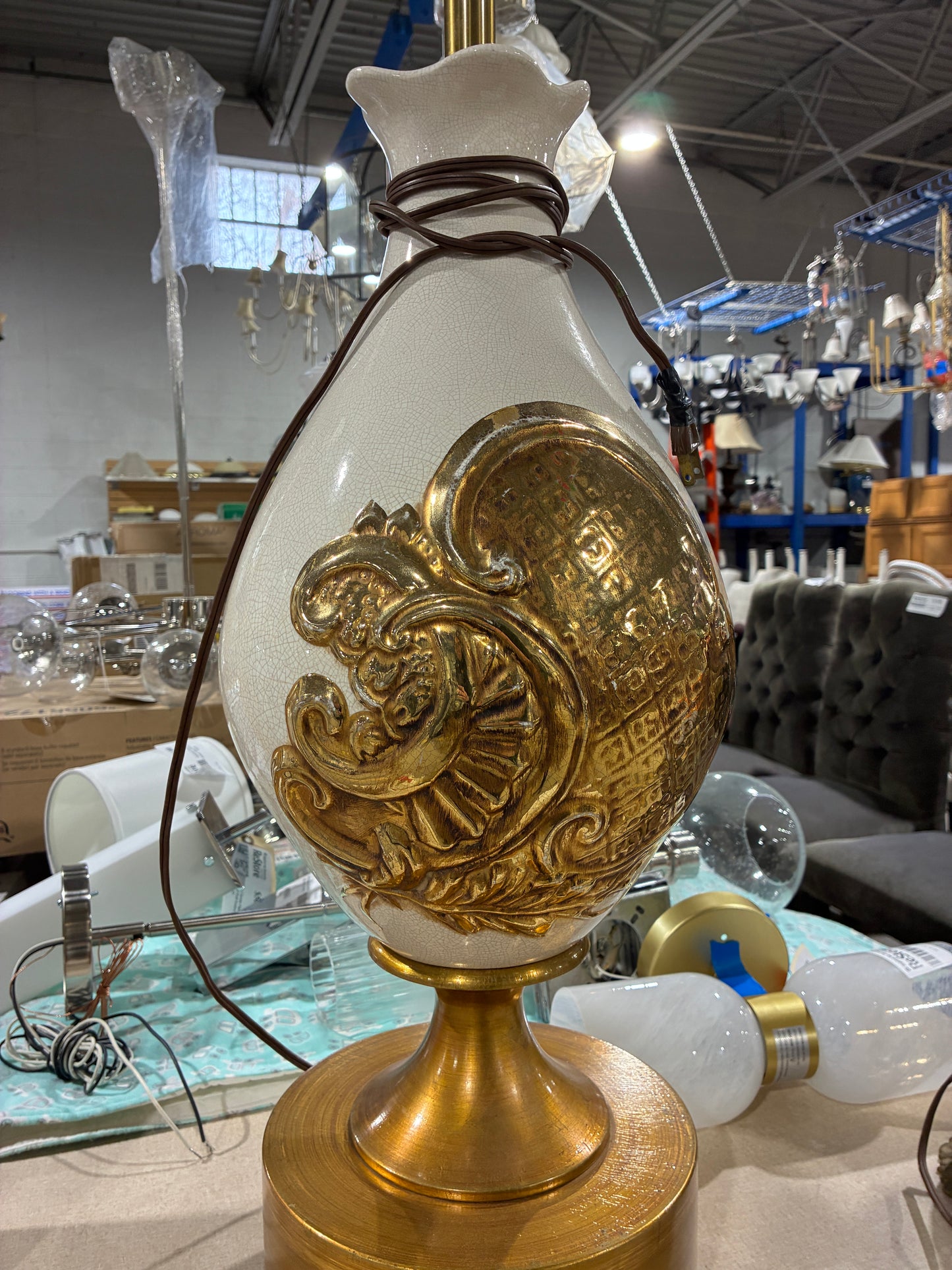 Rembrandt Lamps Vintage Table Lamp with Glass Shade