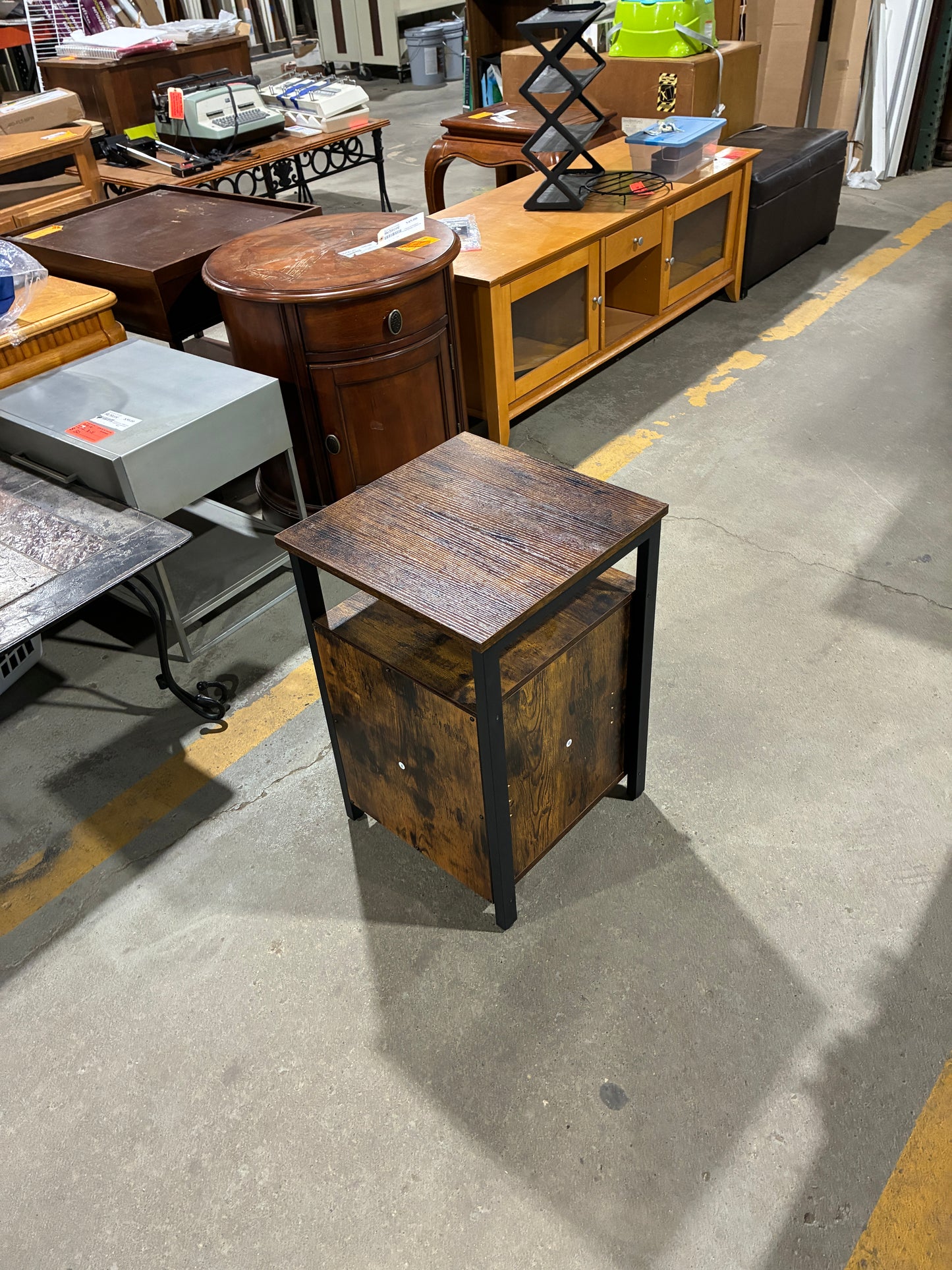 Rustic Brown End Table with Storage Cabinet