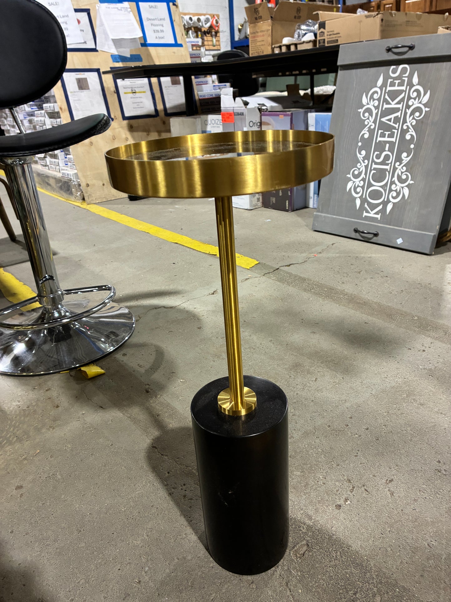 Rhodes Martini Accent Table in Antique Brass
