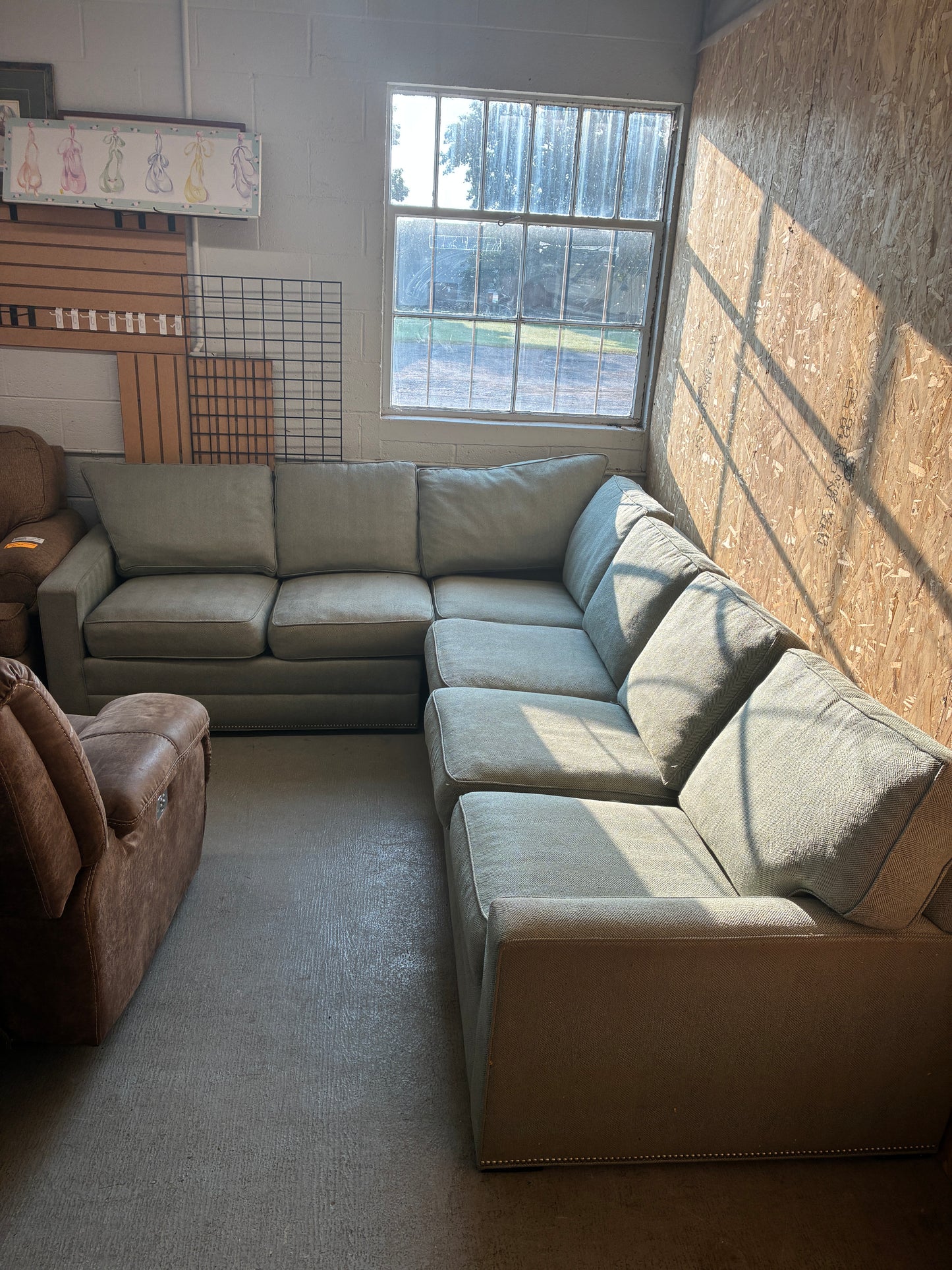 Ethan Allen Gray Sectional Sofa