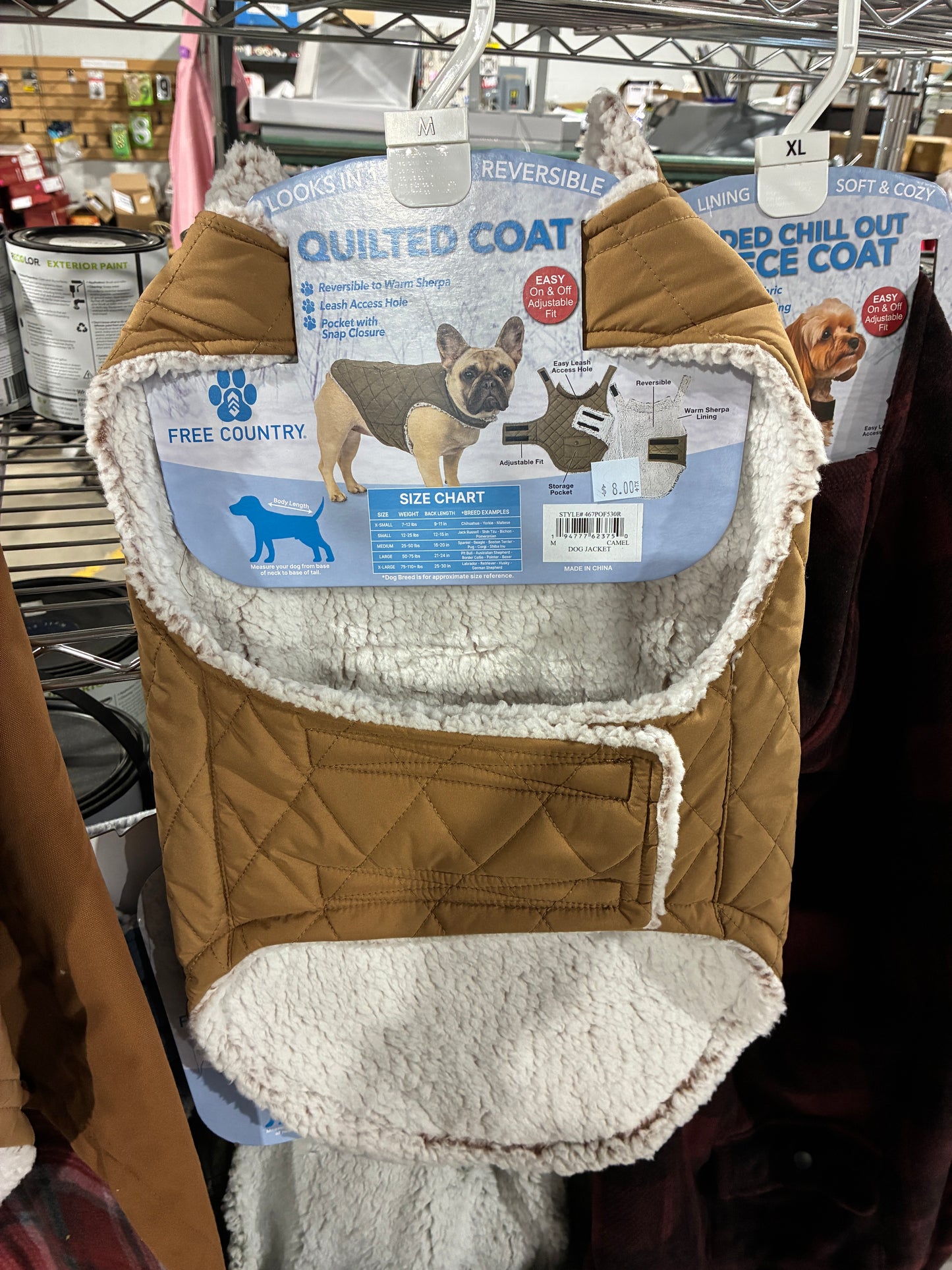 Reversible Quilted Dog Coat with Sherpa Lining
