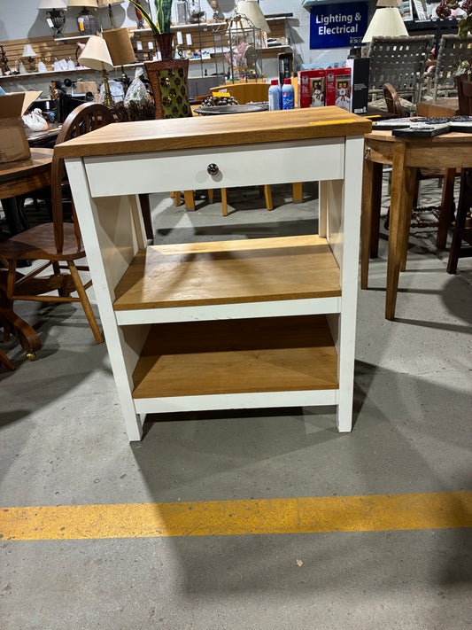 Two-Tone Storage Cabinet with Drawer and Open Shelving