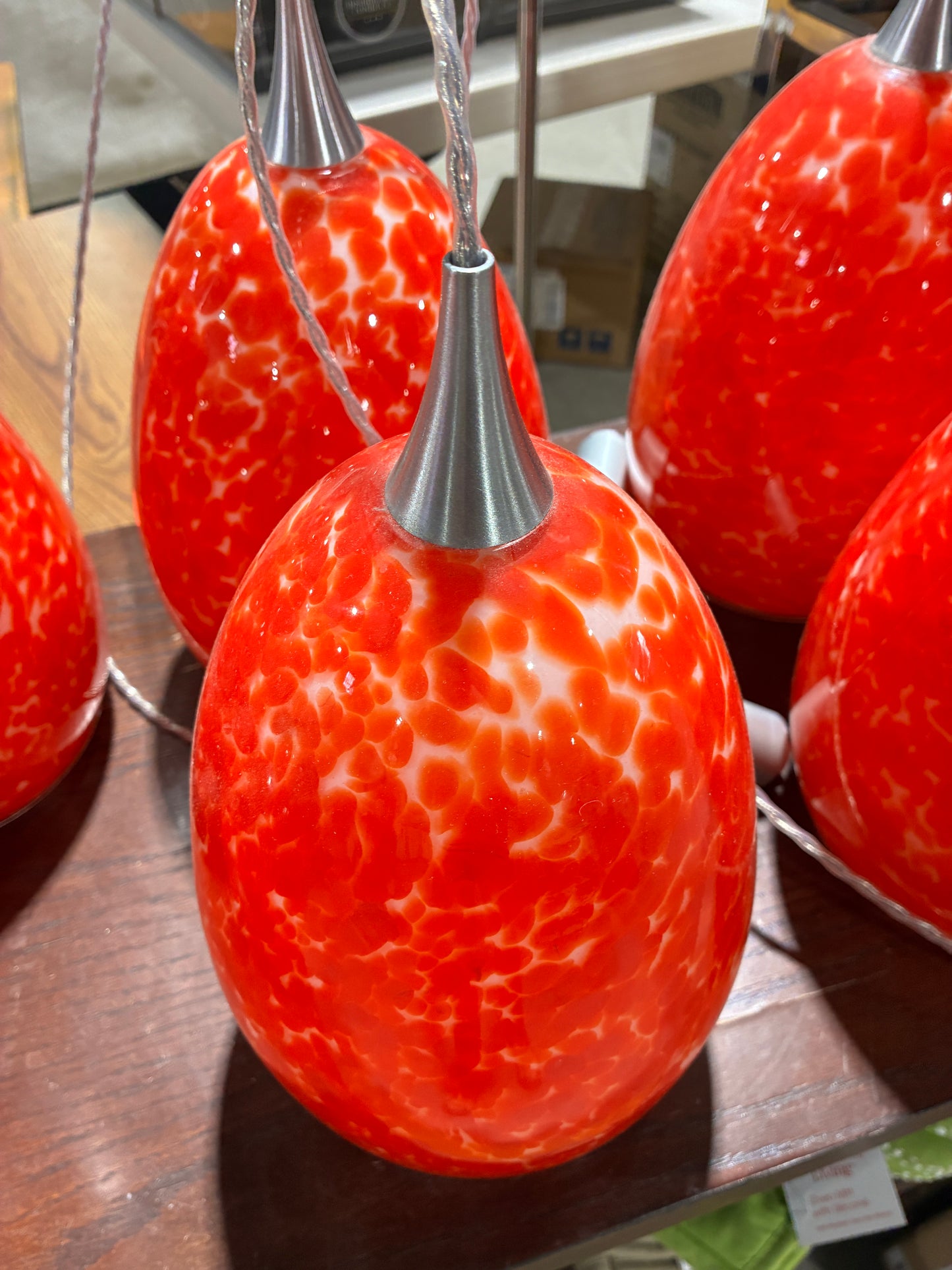 Modern Red Glass Pendant Lights – Speckled Finish