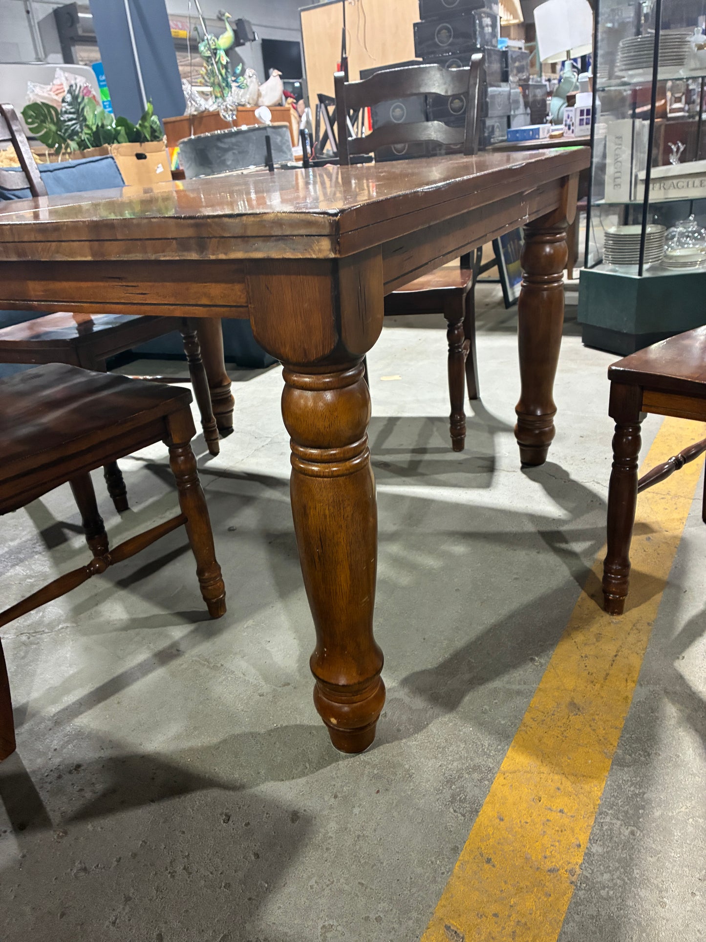 Solid Wood Dining Table with 4 Chairs