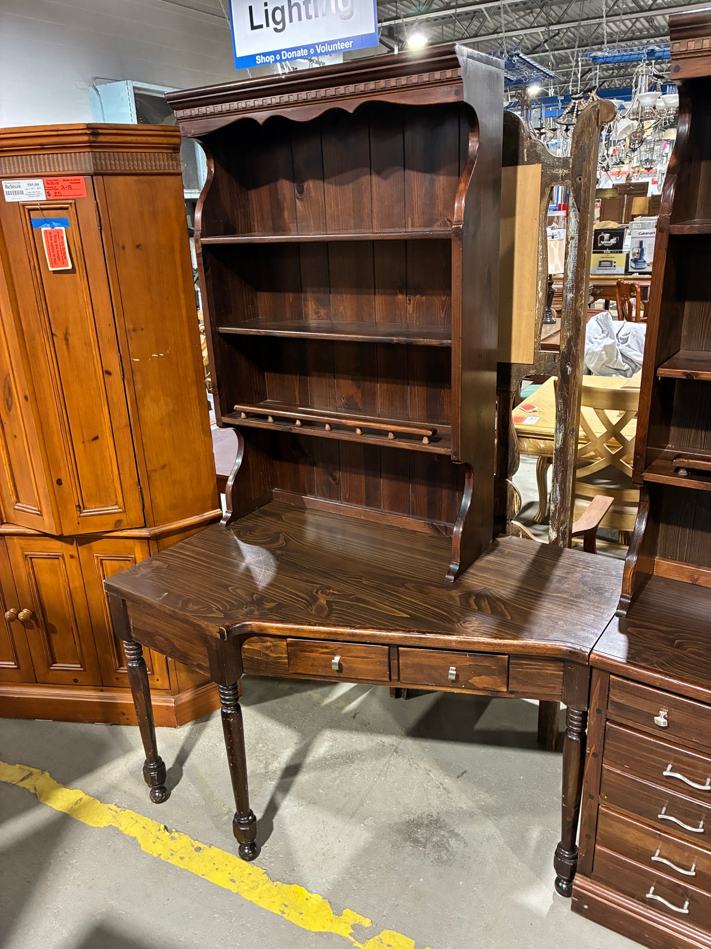 Ethan Allen 5-Piece Solid Wood Hutch & Desk Set