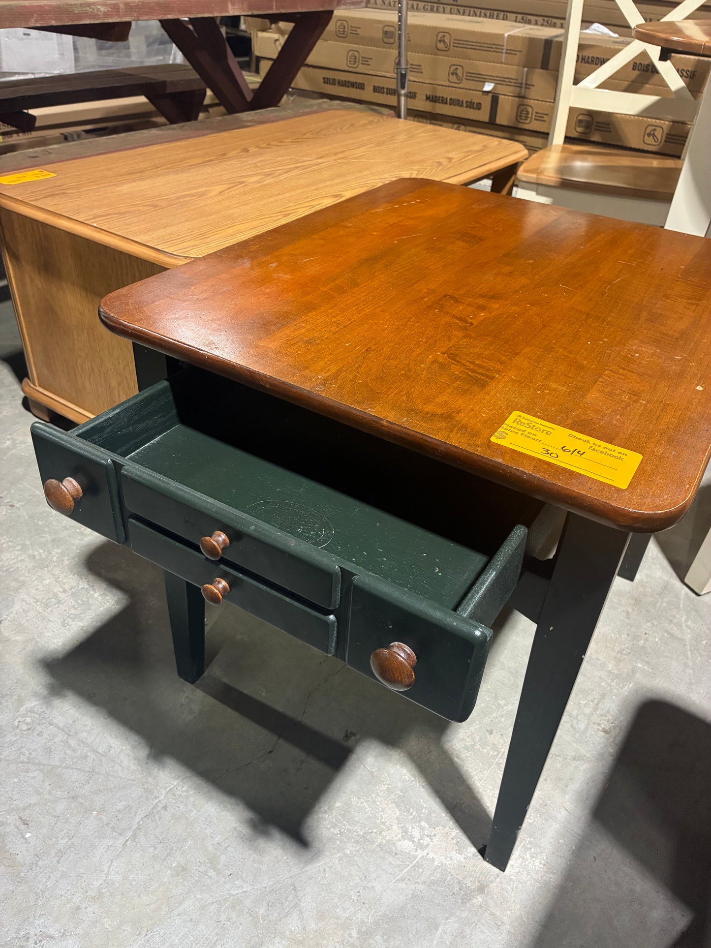 Two-Tone Accent End Table with Storage Drawers