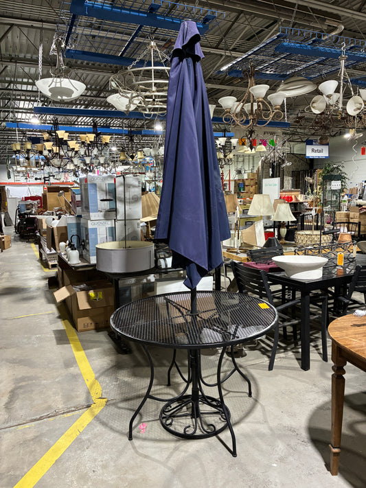 Black Metal Patio Table with Umbrella