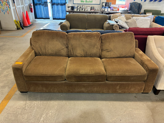 Contemporary Brown Plush Sofa