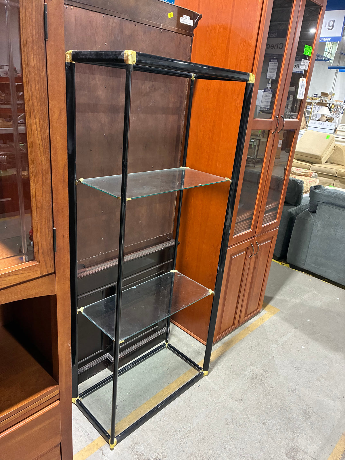 Black and Gold Glass Display Shelf