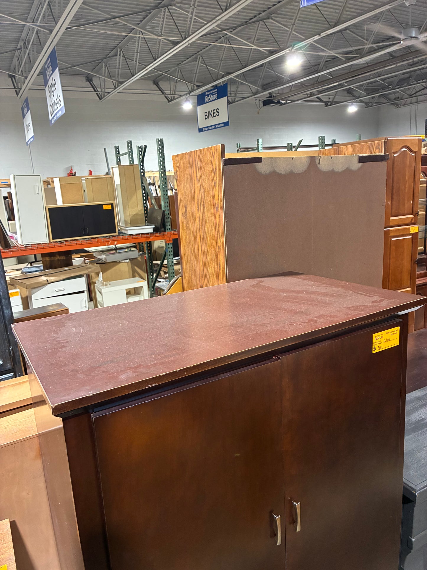 Dark Cherry Storage Armoire with Drawers
