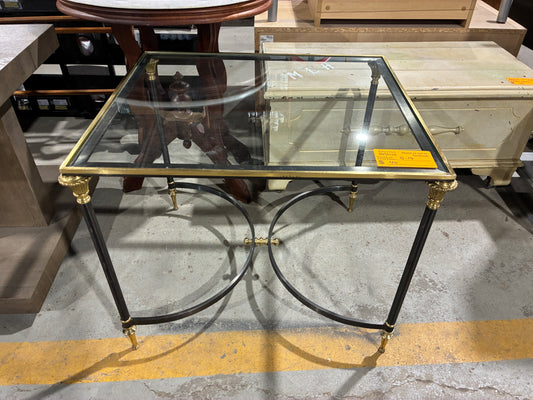 Glass Top Accent Table with Metal Base
